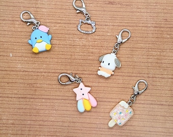 Cute Character-Themed Set of Stitch Markers for Crochet, Charm Bracelet Gift, Zipper Pull Charm, Knitting Project Bag, Row Counter Crochet