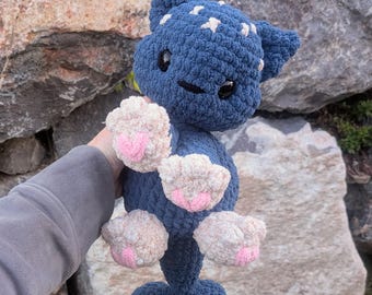 Shark Cat Crochet Plushie, Handmade Kitten Amigurumi, Soft Cat Stuffed Animal, Shark Kitten Crocheted Snuggler