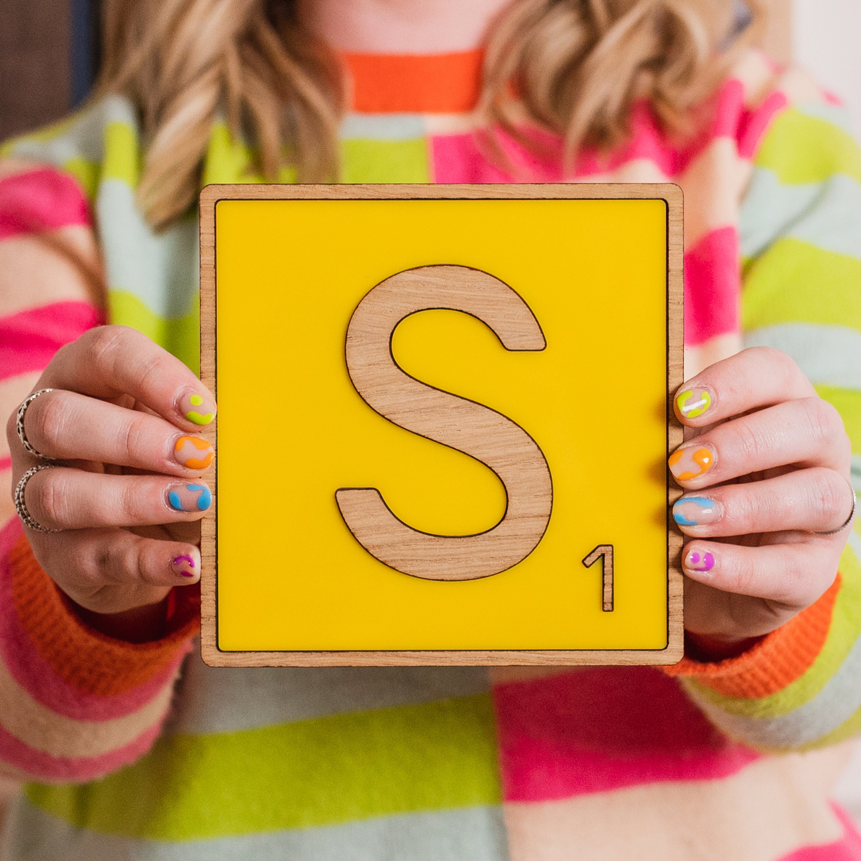 Giant Scrabble Letter | Colorful Wood Wall Art, Playroom Decor - Etsy