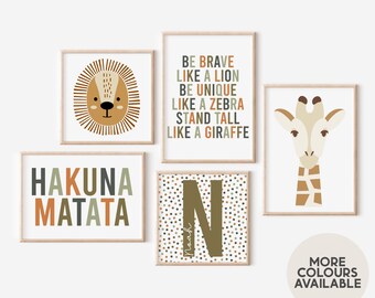 Safari Gallery Print Set || Safari Nursery Prints, Safari Bedroom Prints, Jungle Nursery Prints, Safari Decor, Jungle Decor, UNFRAMED