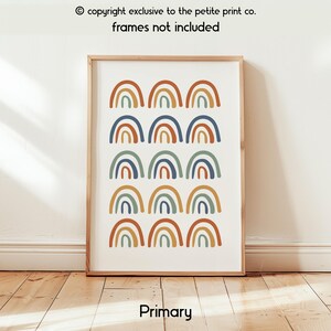 Rainbow Wall Art Print || Colourful Nursery Decor, Kids Room Poster, Boho Rainbow Art, Playroom Wall Decor, Baby Gift, UNFRAMED Primary