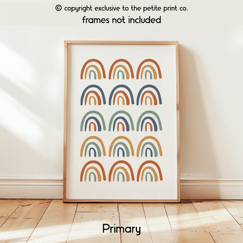 Rainbow Wall Art Print || Colourful Nursery Decor, Kids Room Poster, Boho Rainbow Art, Playroom Wall Decor, Baby Gift, UNFRAMED Primary