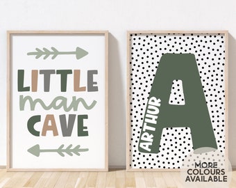 Boys Print Set | Little Man Cave Print | Letter And Name Print | Boys Bedroom | Boys Nursery | Boys Playroom | Boys Decor | UNFRAMED