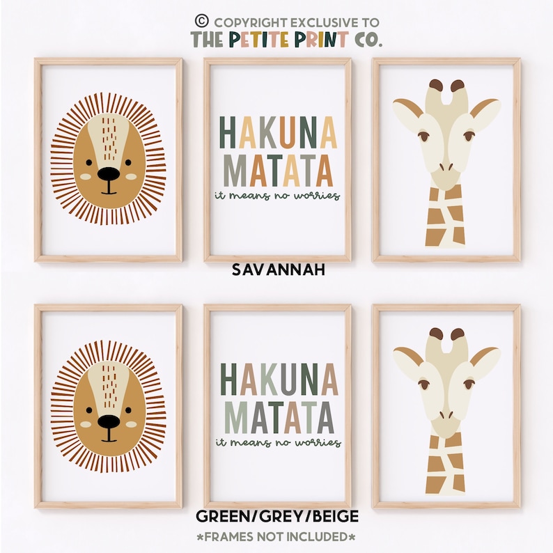 Safari Print Set || Safari Nursery Prints, Jungle Nursery Prints, Safari Playroom Prints, Jungle Playroom Prints, Safari Decor (UNFRAMED) image 3