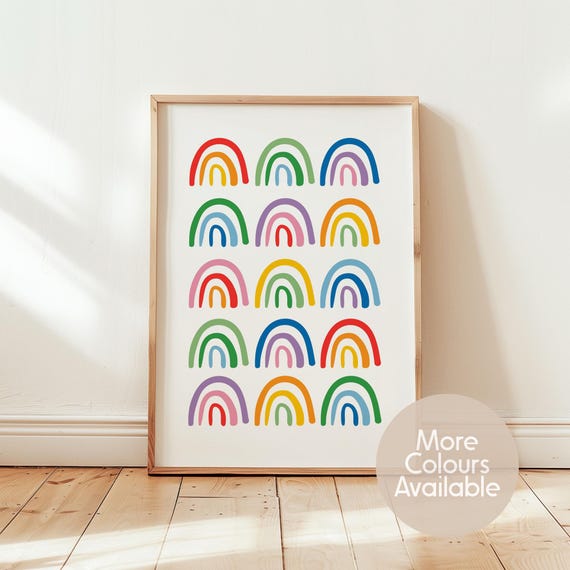 Rainbow Wall Art Print || Colourful Nursery Decor, Kids Room Poster, Boho Rainbow Art, Playroom Wall Decor, Baby Gift, UNFRAMED