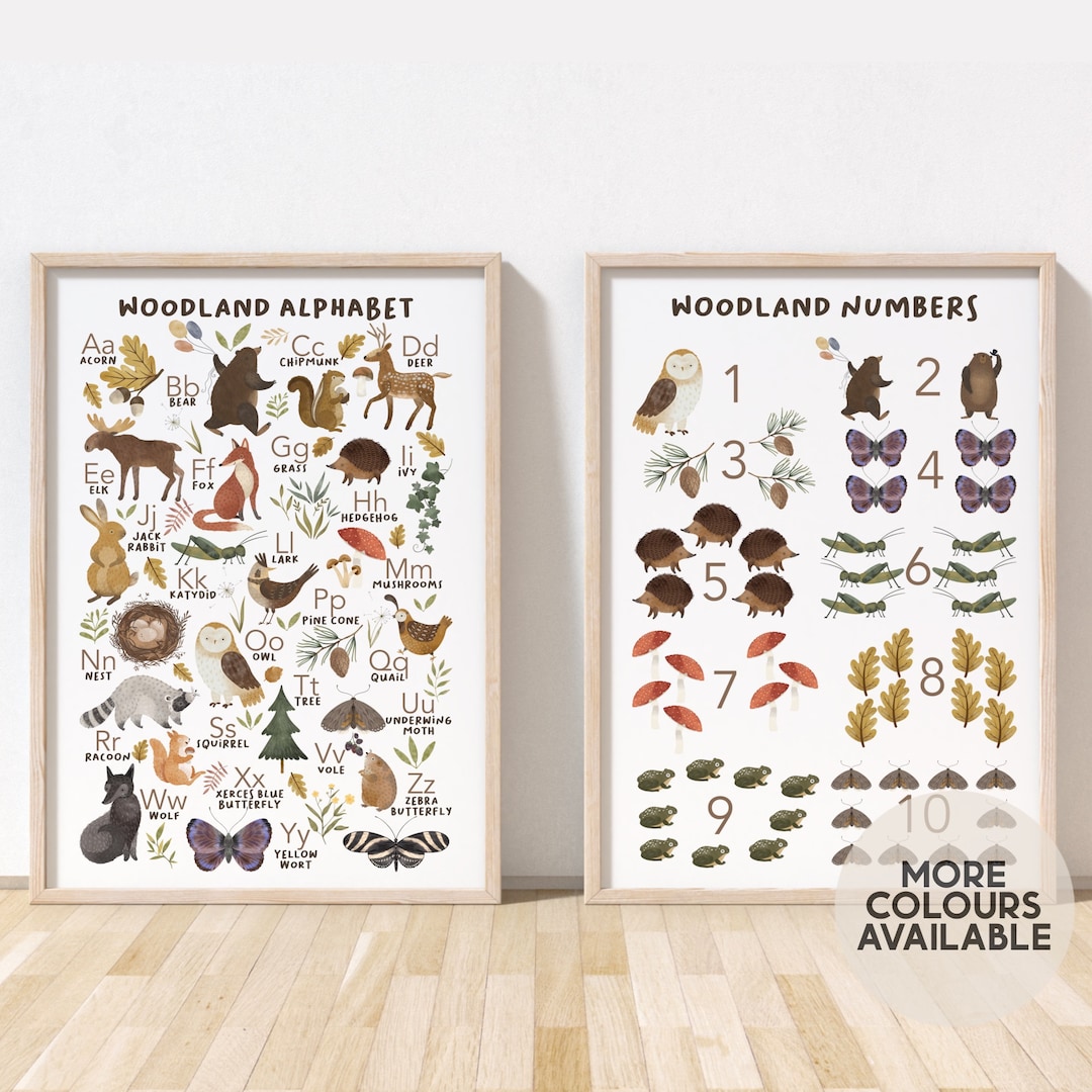 Woodland Print Set Woodland Alphabet Print, Woodland Numbers Print ...