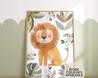 Lion Print || Safari Nursery Print, Jungle Nursery Print, Safari Decor, Jungle Decor, Playroom Print, Safari Bedroom, UNFRAMED