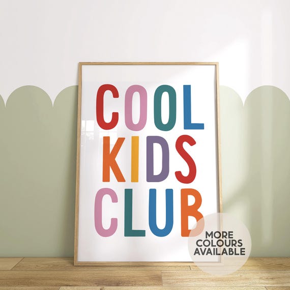 Cool Kids Club Print | Playroom Print | Kids Bedroom Print | Toddler Bedroom Print | Girls Print | Boys Print | Playroom Decor | UNFRAMED