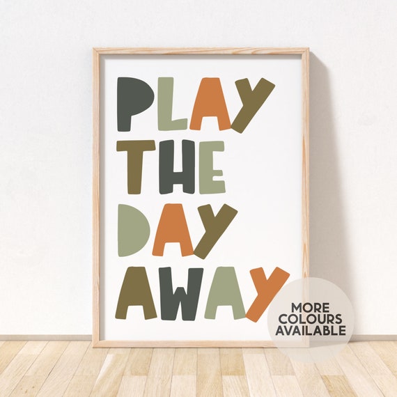 Play The Day Away Print | Safari Colours | Safari Bedroom | Safari Playroom | Safari Nursery | Safari Decor | Jungle Nursery | UNFRAMED