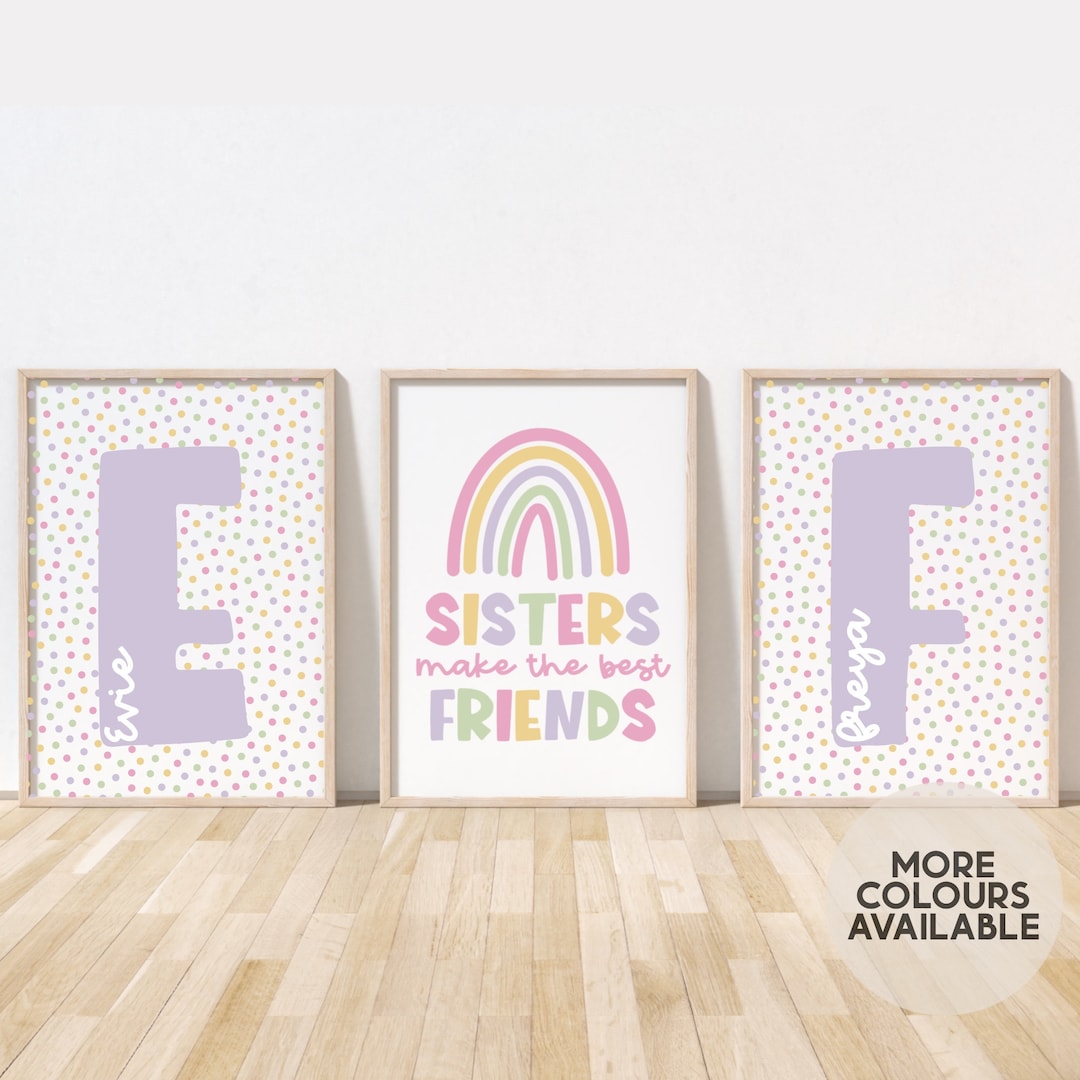 Sisters Print Set Personalised Sisters Prints Sister Prints Playroom