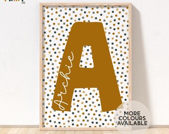 Polka Dot Letter and Name Print | Nursery Print | Kids Bedroom Print | Playroom Print | Nursery Decor | Playroom Decor | UNFRAMED