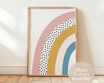 Modern Rainbow Wall Art Print || Nursery Decor, Kids Bedroom Poster, Playroom Wall Art, Colourful Rainbow Print, UNFRAMED