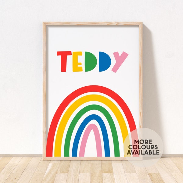 Name and Rainbow Print | Rainbow Colours | Rainbow Bedroom Print | Rainbow Nursery Print | Rainbow Playroom Print | Rainbow Decor | UNFRAMED