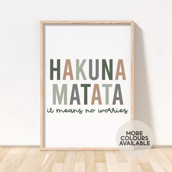 Hakuna Matata Print || Safari Nursery Print, Jungle Nursery Print, Safari Decor, Playroom Print, Jungle Decor, Animal Poster, UNFRAMED