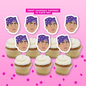 The Office Prison Mike digital download cupcake toppers / printable DIY party supplies / instant download The Office birthday party cake