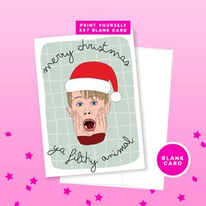 Home Alone Kevin Mccallister Cartão de Natal - Download Digital Ilustrado | Cartão de Saudação de Natal Engraçado | Imprimível DIY | Download Instantâneo