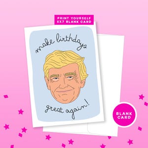 Präsident Donald Trump Hand illustrierte Geburtstagskarte Digitaler Download | Lustige Polit-Geburtstagskarte | DIY Printable | Sofort Download