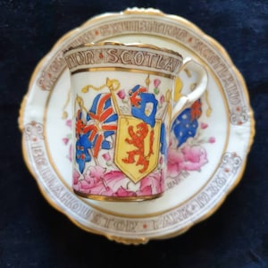 Paragon Cup & Saucer to Commemorate to Opening of The Scottish Exhibition by King George V1 and Queen Elizabeth in Glasgow 1938