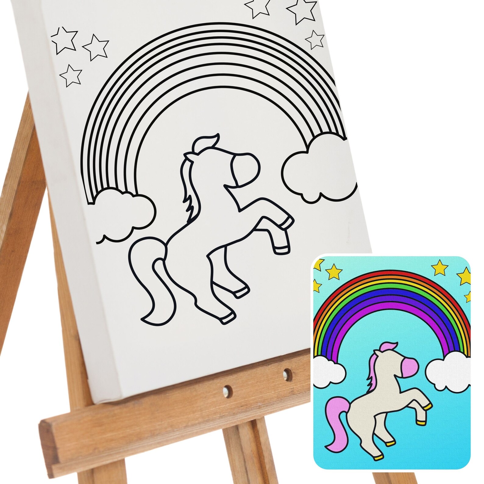 PreDrawn Outlined Sketched Canvas to Paint DIY KIDS Rainbow Etsy