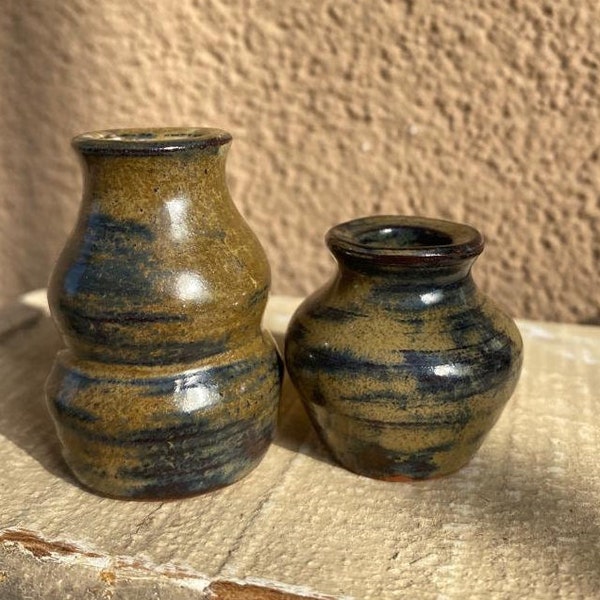 Miniature Ceramic Vase set of 2, | Miniature Pottery | Mini Pots | Decoration Vases ,Hand-thrown, Shelf Decor, handmade h: 3 cm - 4,5 cm