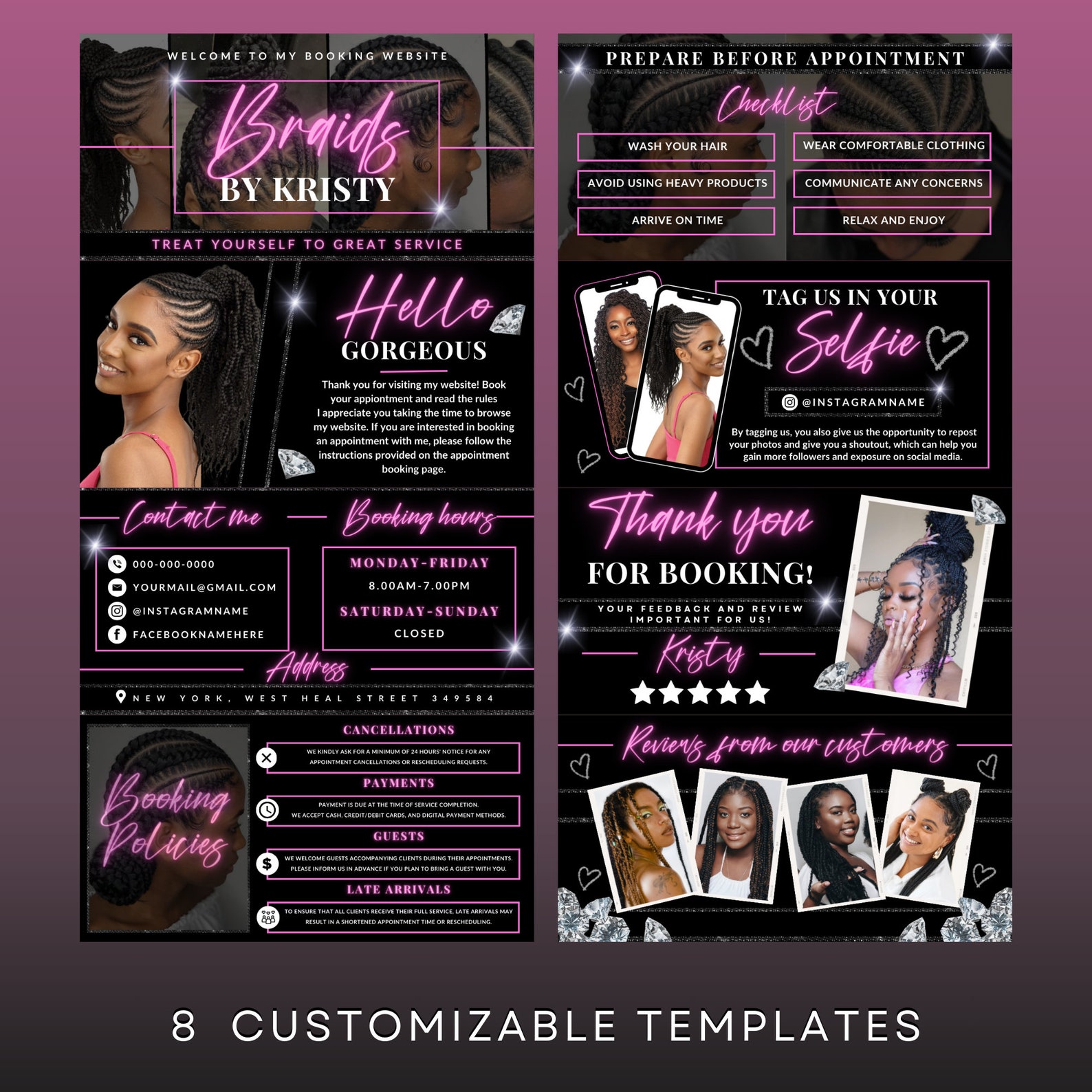 Braid Acuity Scheduling Template, Hair Braider Website Template,braids ...