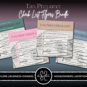 Tax Preparer Check List Template,Tax Preparation Check list Bundle,Tax Prep Check list Flyer,Tax prep engagement post,Tax season Check lists