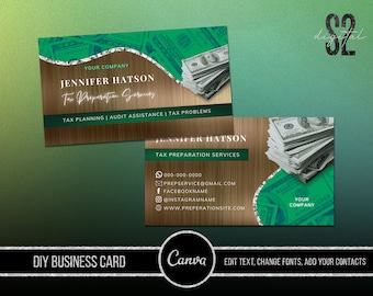 DIY Tax Preparer Business Card, Tax Preparation Business card Template, Tax Prep Professional Business card, Tax Season Business card GB3