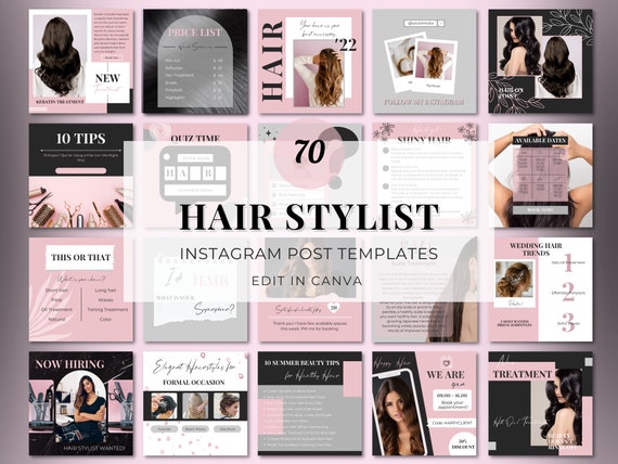 Hair Stylist Instagram Posts, Hair Salon, Haircare Social Media,Hair Instagram Post, Hair Treatment, Hairdresser Instagram Posts, 70 Pink