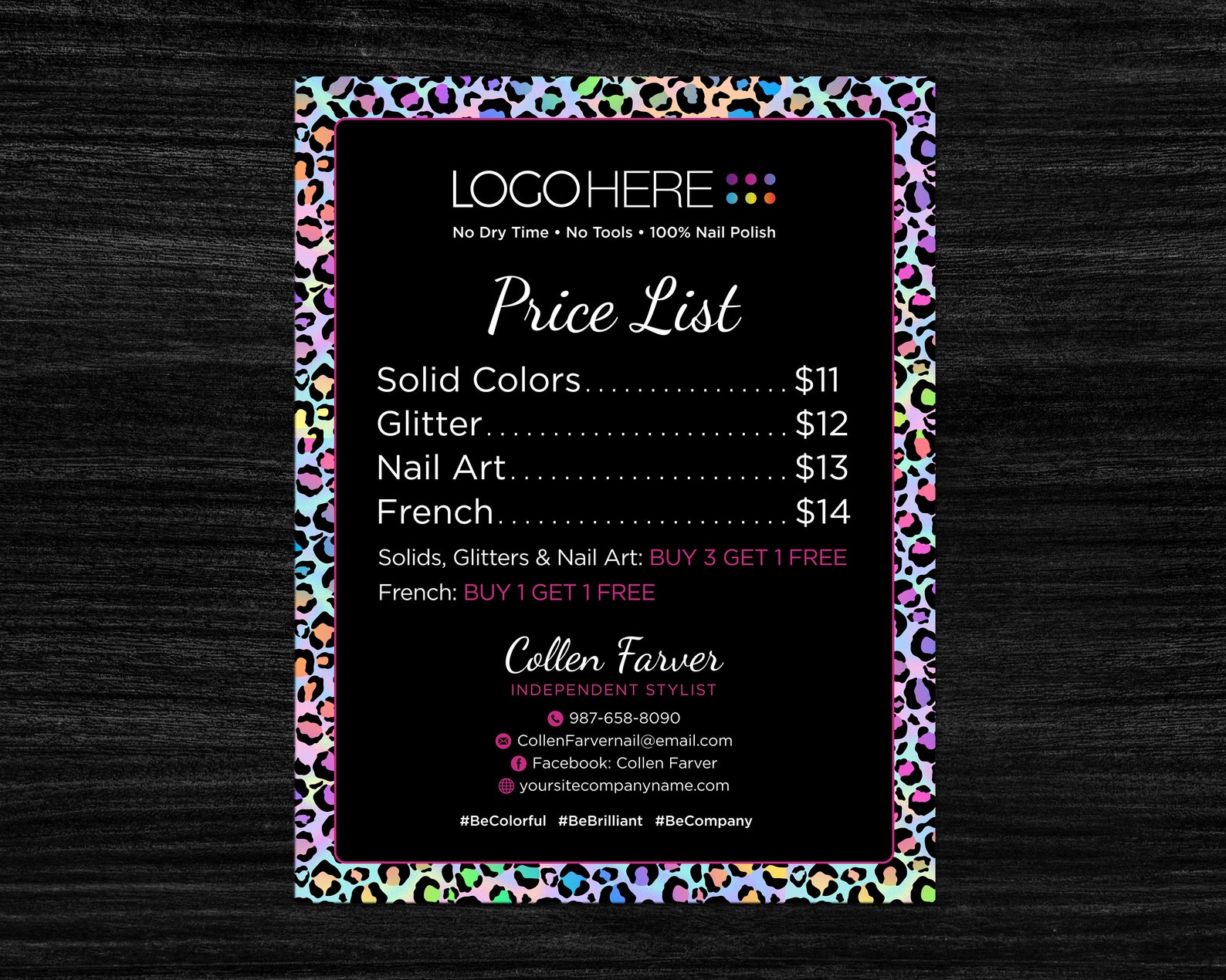 Price List Color Pricing printable street price list Color Etsy