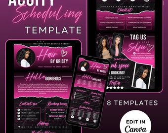 Hair Acuity Scheduling Template, Hair Stylist Branding Website Template, Canva Template, Pink Acuity Page, Acuity Booking Web Banners, P1