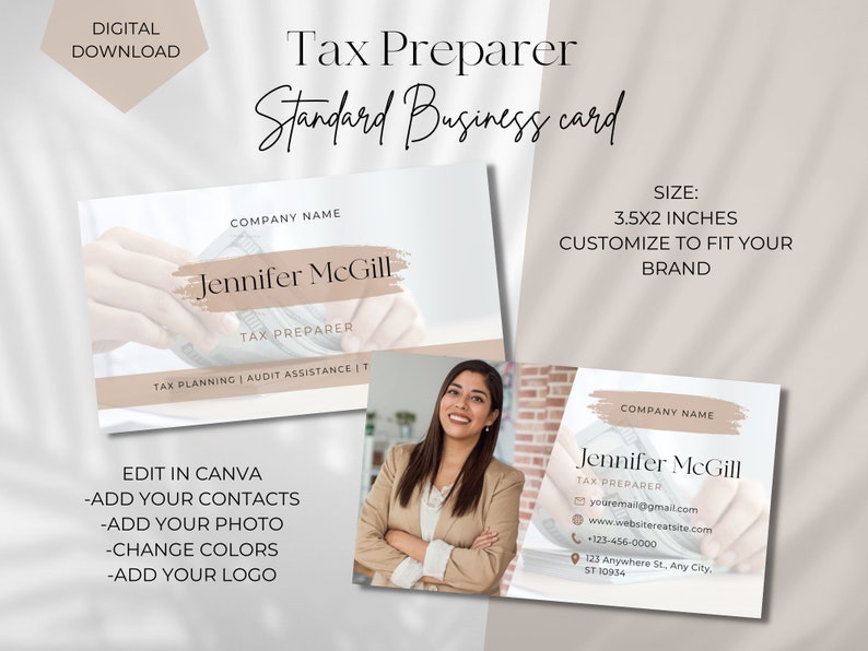 Tax Preparer Digital Business Card & Standard Business Card Etsy