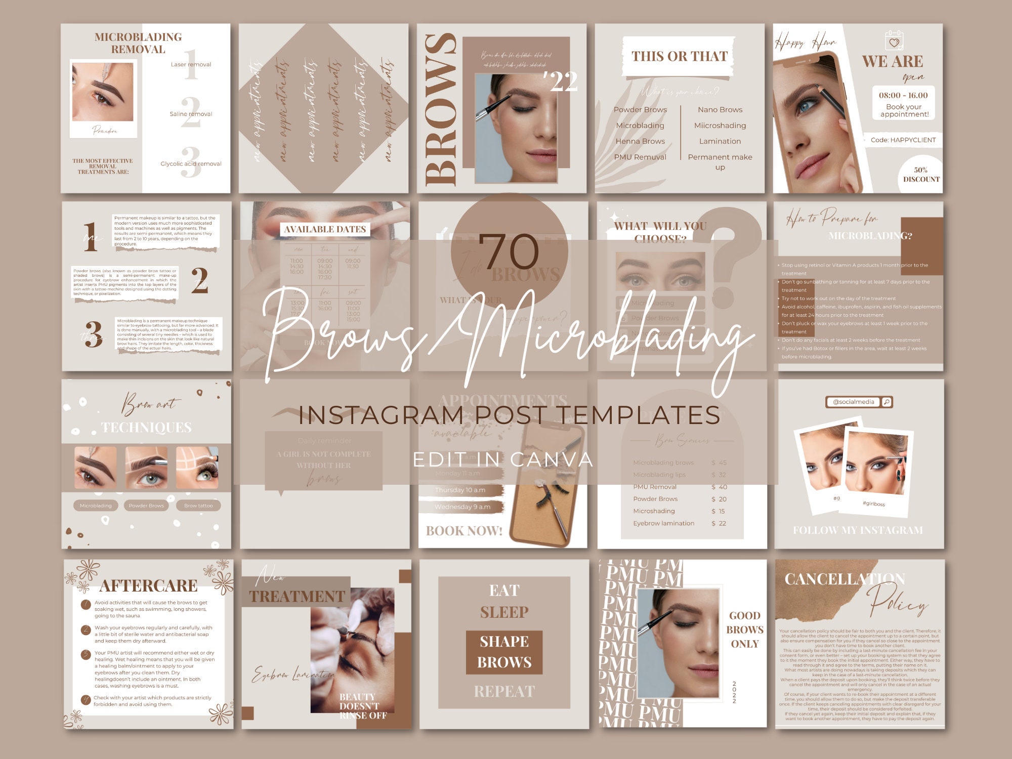 Brow Microblading PMU Instagram Posts PMU Quoteseyebrows - Etsy