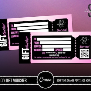 Gift Certificate Voucher, Gift Certificate Template,Small Business voucher,Hair,Lashes, Nails,Beauty gift certificate,Boutique voucher ,Pink
