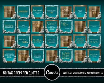 Tax Prep Quotes Bundle Template, 50 Tax Preparation Accounting Quotes, Tax Prep Digital Flyers Quotes Bundle,Tax Social Media Slogans,Tile6
