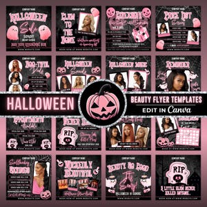 Paquete de volantes de Instagram para Halloween, volante de Halloween para redes sociales, publicaciones de Instagram de Halloween para plantillas de belleza, cabello, uñas, pelucas y maquillaje