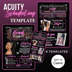 Braid Acuity Scheduling Template, Hair Braider Website Template,Braids Canva Template,Hair Stylist Acuity Page,Acuity Booking Web Banners,P6