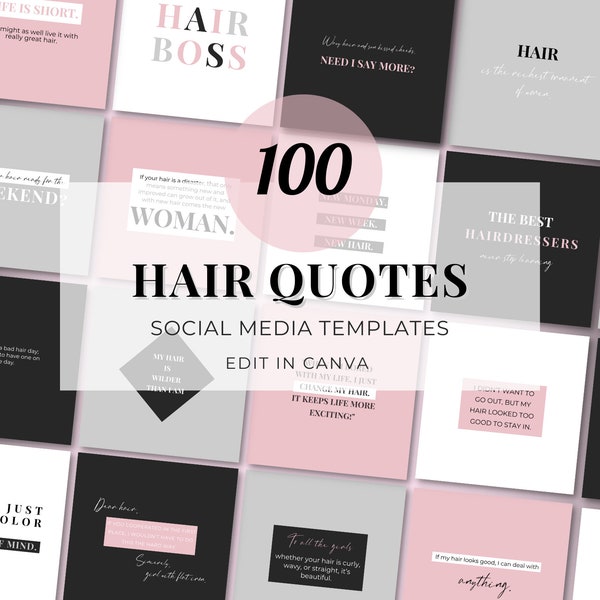 Hair Quotes, Hair Stylist Instagram quotes,Hair Social Media Quotes Templates,Hairdresser Quotes, Hairstylist quotes, Hair Salon,Black Pink