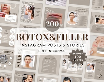 Botox and Filler Instagram Posts, Anti-wrinkle templates, Nurse Injector Social Media Bundle, Medspa Templates, Botox and Lip Filler Quotes