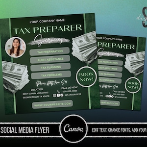 Tax Preparer Flyer Template, Tax Preparation Accounting Flyer, Tax Prep Professional Digital Flyer, Social Media Flyer, Tax Season flyer DG5