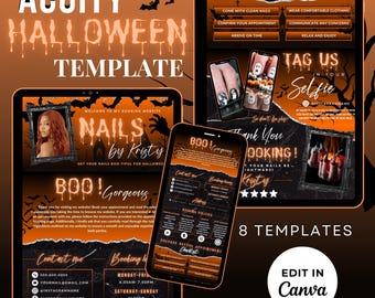 Halloween Acuity Scheduling Template, Halloween Nail Tech Website Template, Nail Tech Web Banners, Acuity Page Branding, Canva Template