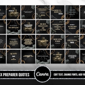 Tax Prep Quotes Bundle Template, Gold Tax Preparation Accounting Quotes, Tax Prep Digital Flyers Quotes Bundle,Tax Social Media Slogans,BG11