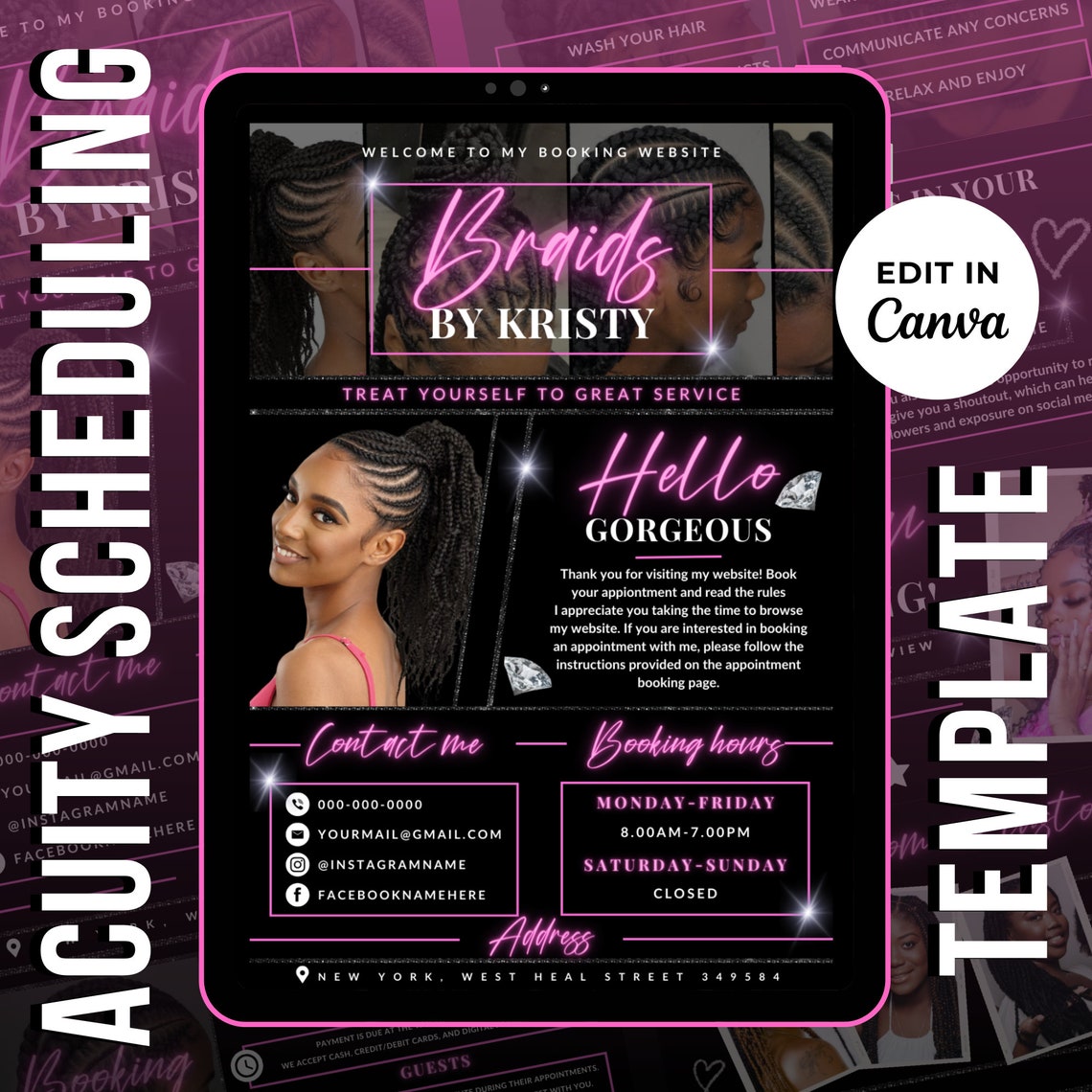 Braid Acuity Scheduling Template, Hair Braider Website Template,braids ...