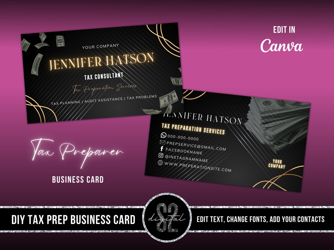 DIY Tax Preparer Business Card Tax Preparation Business Card Etsy