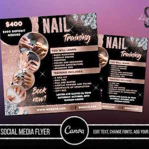 DIY Nail Training Flyer, Nail Training Social Media Flyer, Nail Course Flyer, Lash Training Flyer,Lash Class Flyer,Beige Nail Class flyer