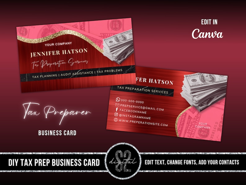 DIY Tax Preparer Business Card Tax Preparation Business Card Etsy