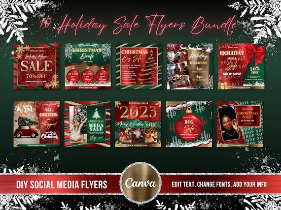 Christmas Sale Flyers Bundle, Holidayboutique, lash, hair sale instagram flyer, Xmas offers, New Year Sale Posts,Xmas Post GR10