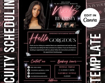 Acuity Nail Website Canva Template, Nail Tech Acuity Scheduling Website Template, Nail Technician Web Banner, Pink Nail Artist Acuity Page