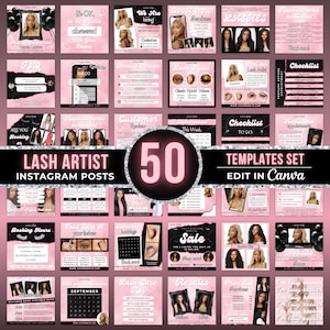 Lash Tech Instagram Post Template, Pink Lash Social Media Post, Lash Business Branding, Lash Tech Retro Booking Flyer, Canva Template