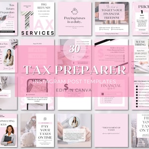 Tax Preparer Instagram Templates,Tax Preparation Accounting Posts,Tax Prep Flyers,Tax Season Post,Tax prep engagement post, Pink