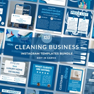 Cleaning Business Instagram Templates Bundle, Cleaning Business Posts, Cleaning Services Templates, Cleaning Stories, Cleaning Icons, Blue1